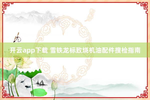 开云app下载 雪铁龙标致烧机油配件搜检指南
