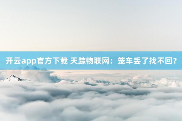 开云app官方下载 天踪物联网：笼车丢了找不回？