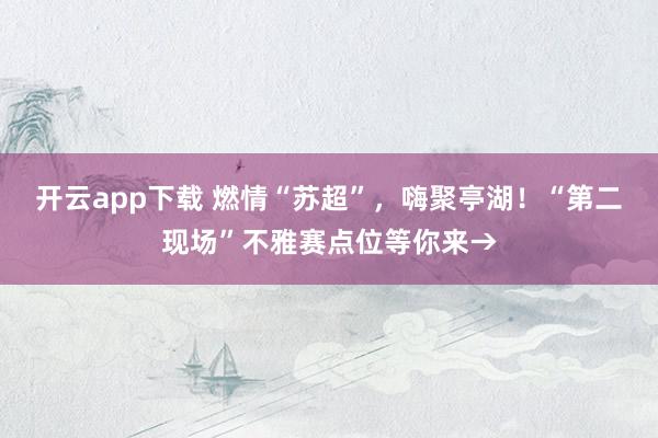 开云app下载 燃情“苏超”，嗨聚亭湖！“第二现场”不雅赛点位等你来→