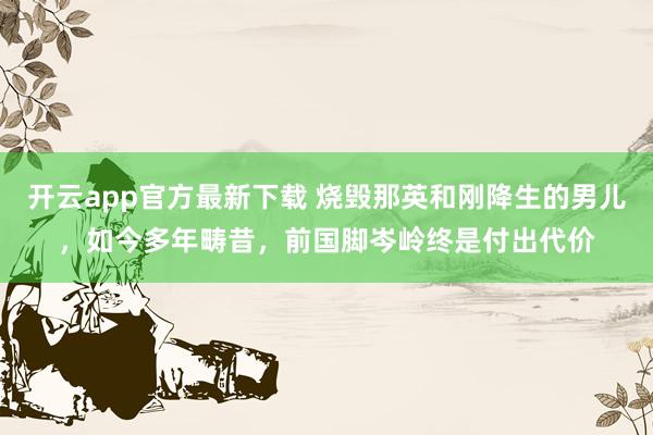 开云app官方最新下载 烧毁那英和刚降生的男儿，如今多年畴昔，前国脚岑岭终是付出代价