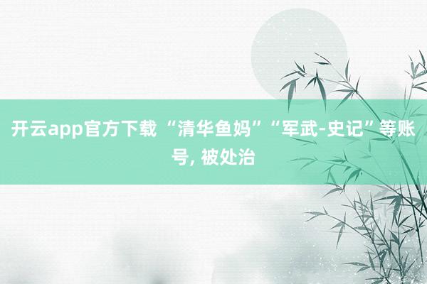开云app官方下载 “清华鱼妈”“军武-史记”等账号， 被处治